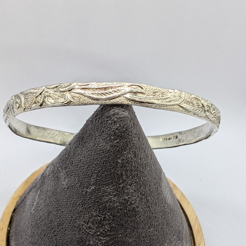 Mexico Silver Bangle With Leaf Design - Picture 11 of 12